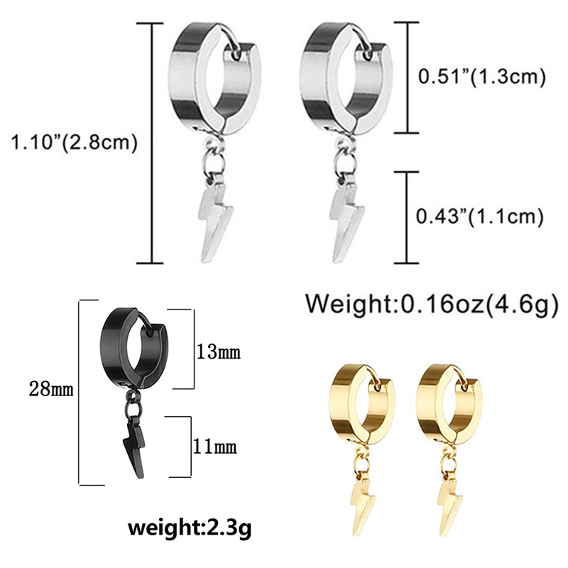 Khuyên Tai Thép Titan Hình Sấm Sét Cá Tính