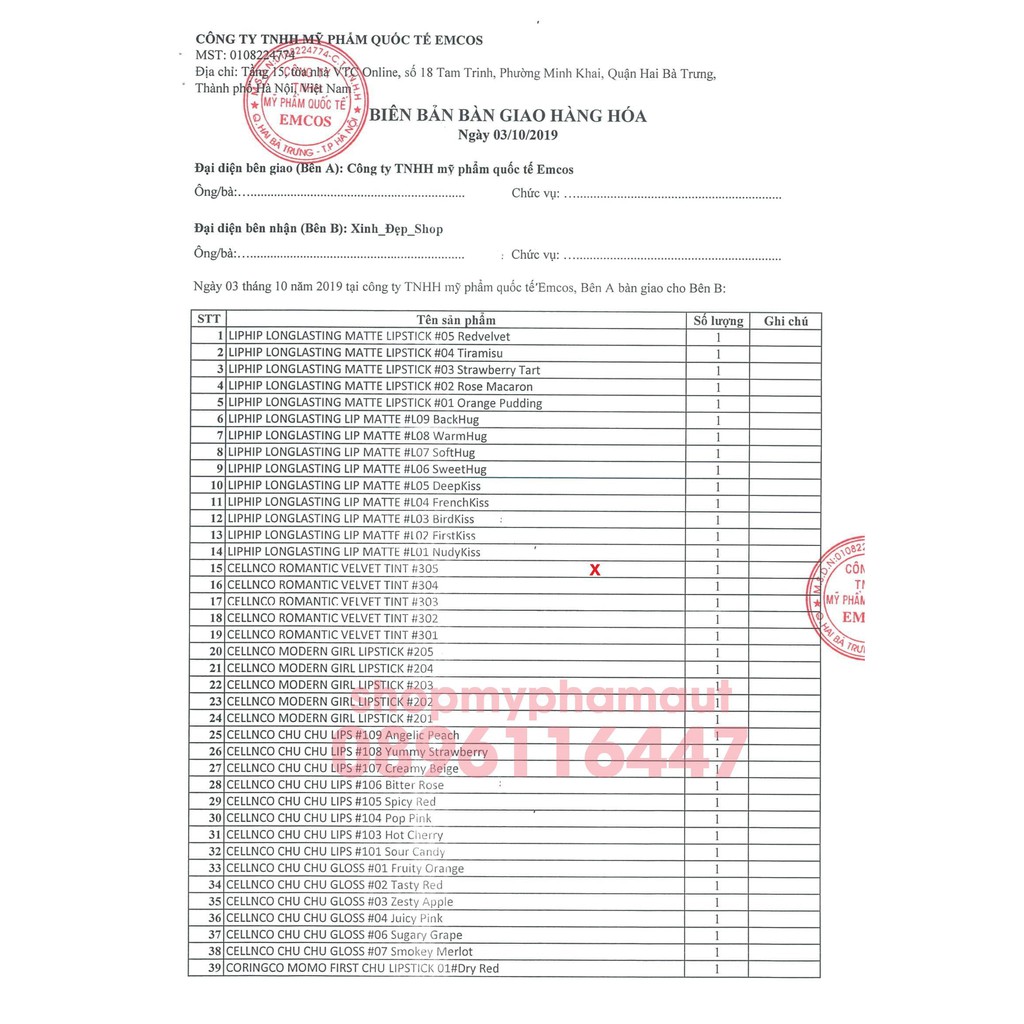 Son kem lì Romantic Velvet Tint - Cellnco | BigBuy360 - bigbuy360.vn