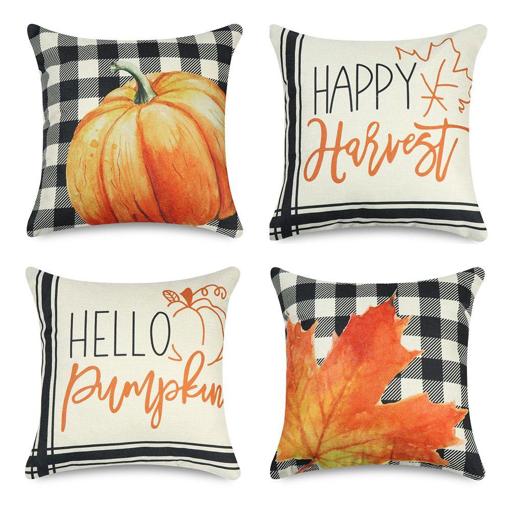 LONTIME Áo Gối Kích Thước 18x18 Inch Với Họa Tiết Hình Bí Ngô Và Chữ Happy Harvest