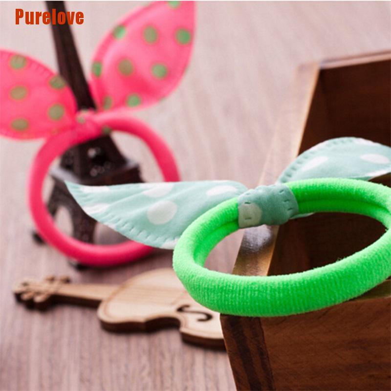 Bộ 10 Dây Cột Tóc Tai Thỏ Co Giãn Dễ Thương