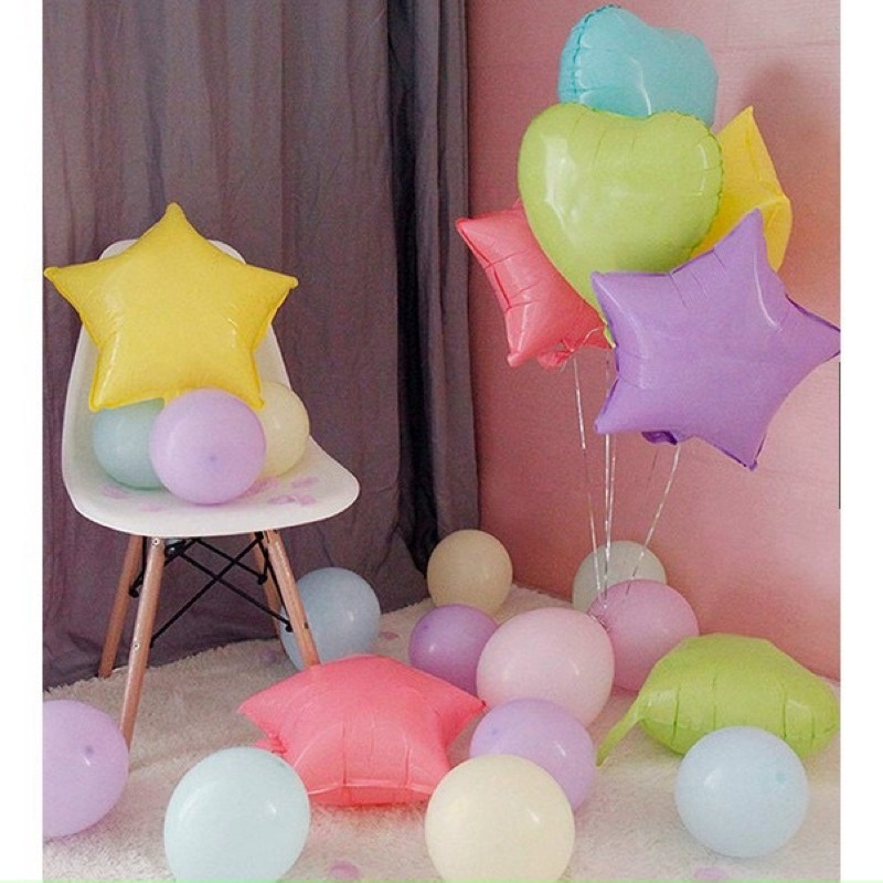 Bóng trái tim, ngôi sao,hoa daisy 18inch tông màu pastel