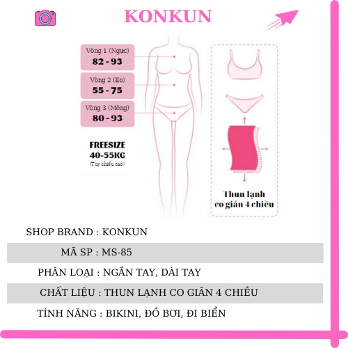 Bikini đồ bơi nữ có tay khóa kéo màu đen form short sành điệu kín đáo KONKUN MS85