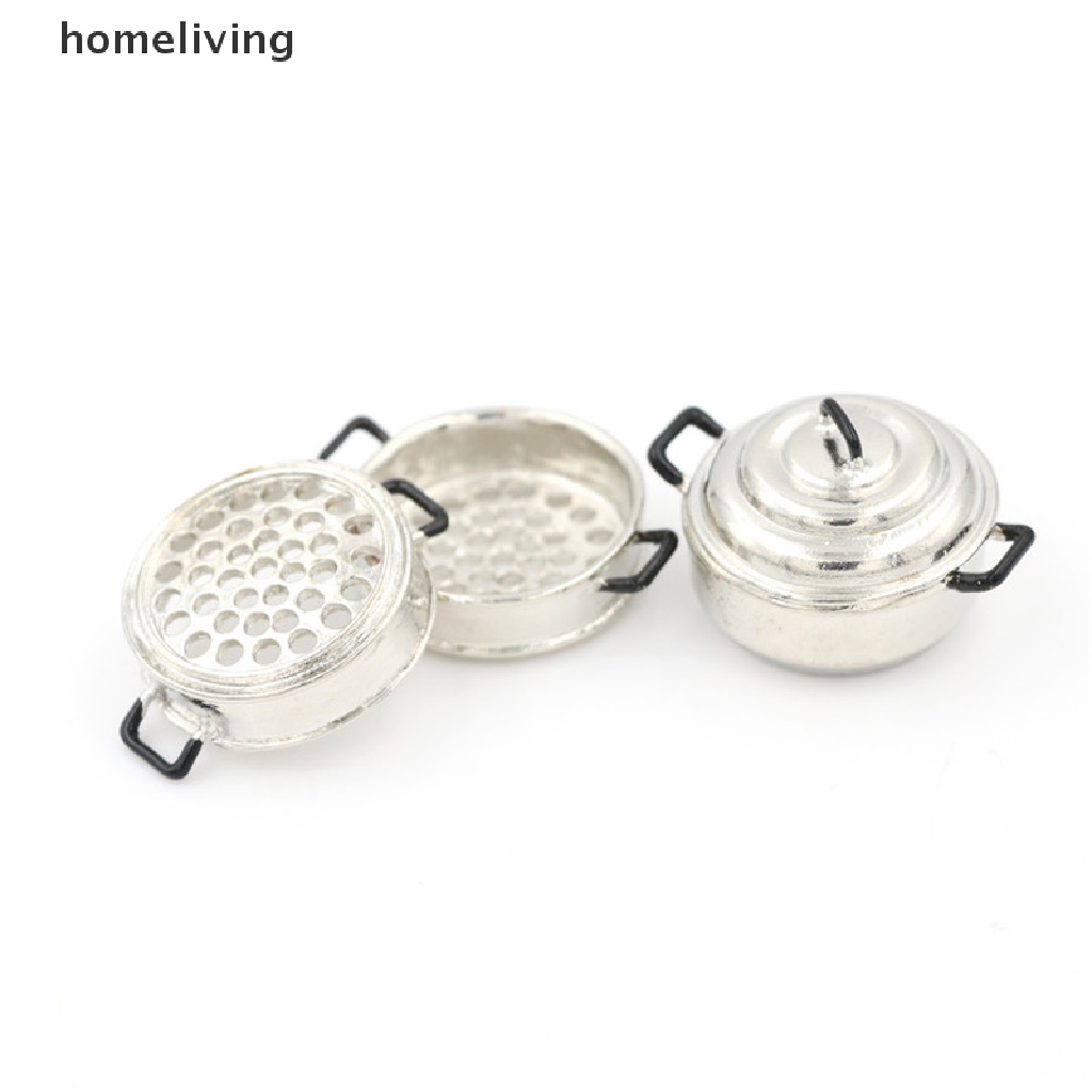 Mô Hình Nồi Hấp 3 Tầng Bằng Kim Loại Trang Trí Nhà Búp Bê 1: 12