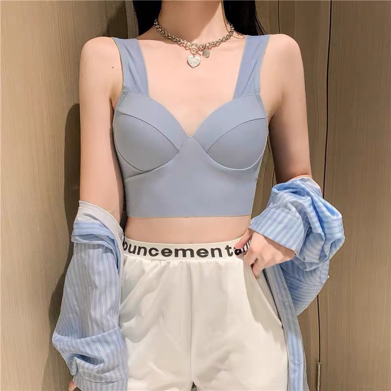 Áo Bra Đúc Su 2 Dây Bản To Dáng Croptop Cúp Tròn Nâng Ngực Quyến Rũ 582