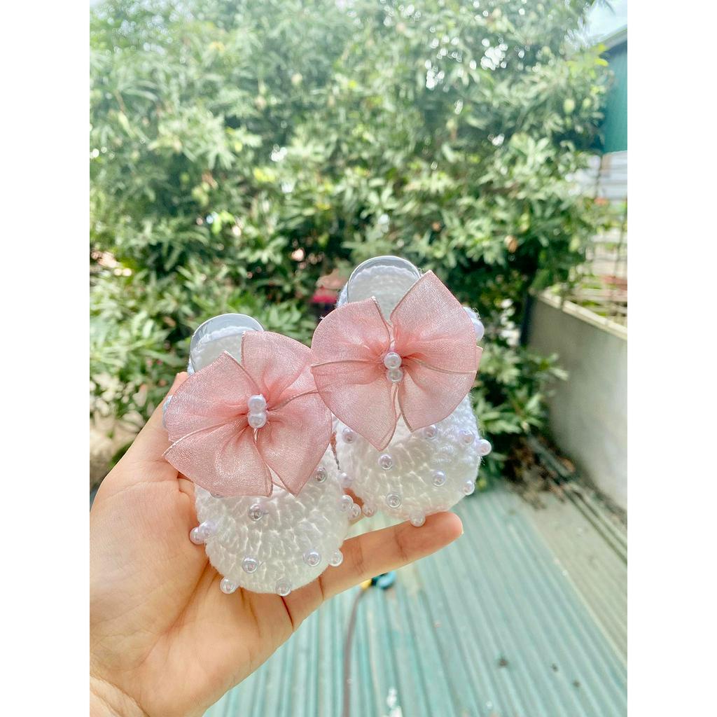 Giầy Công Chúa Cho Bé Sơ Sinh VY DESIGN. Giầy Bé Gái Chất Tự Nhiên Êm Mềm, Giầy Handmade Cho Bé, Giầy Len Bé Gái