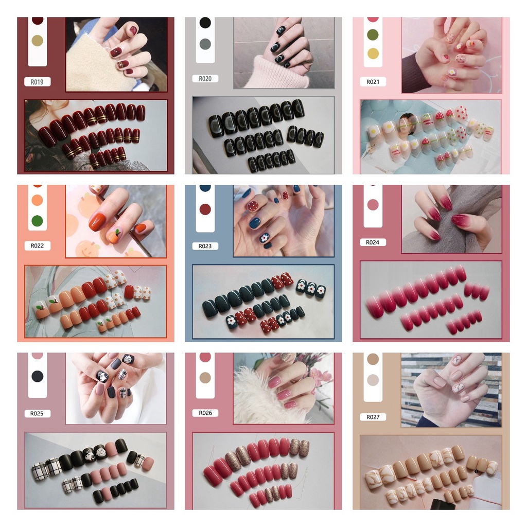 Bộ 24 Móng Tay Giả Dài R001-R050