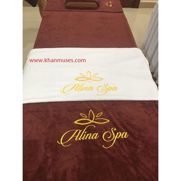 2 khăn trải 90*190cm và 2 khăn quấn đầu 35*75cm màu nâu