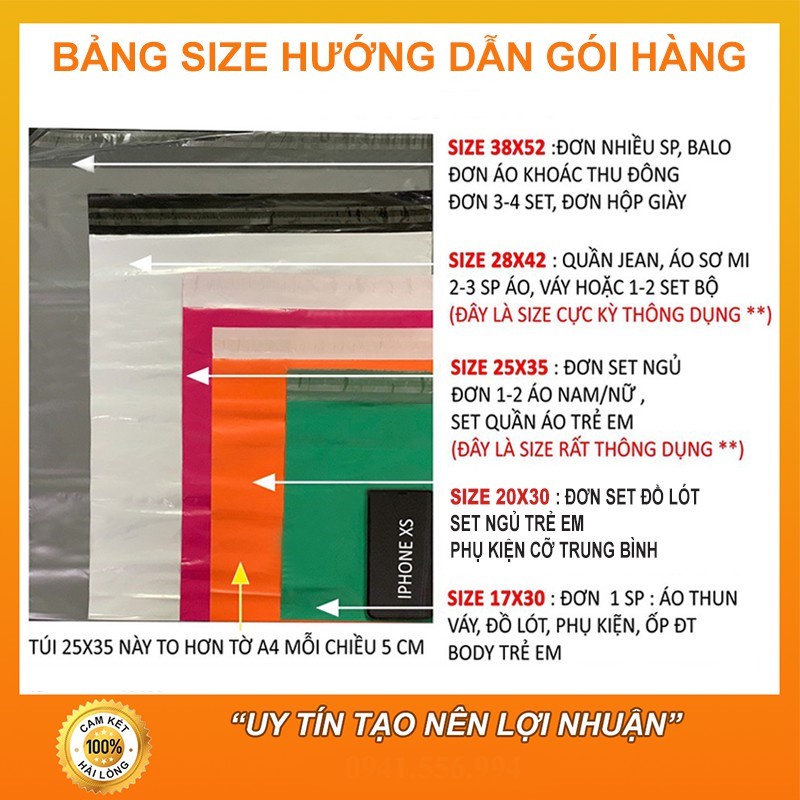 [Bộ Túi Mẫu] Túi gói hàng niêm phong tự dính Size 25x35 - Màu đen mỏng