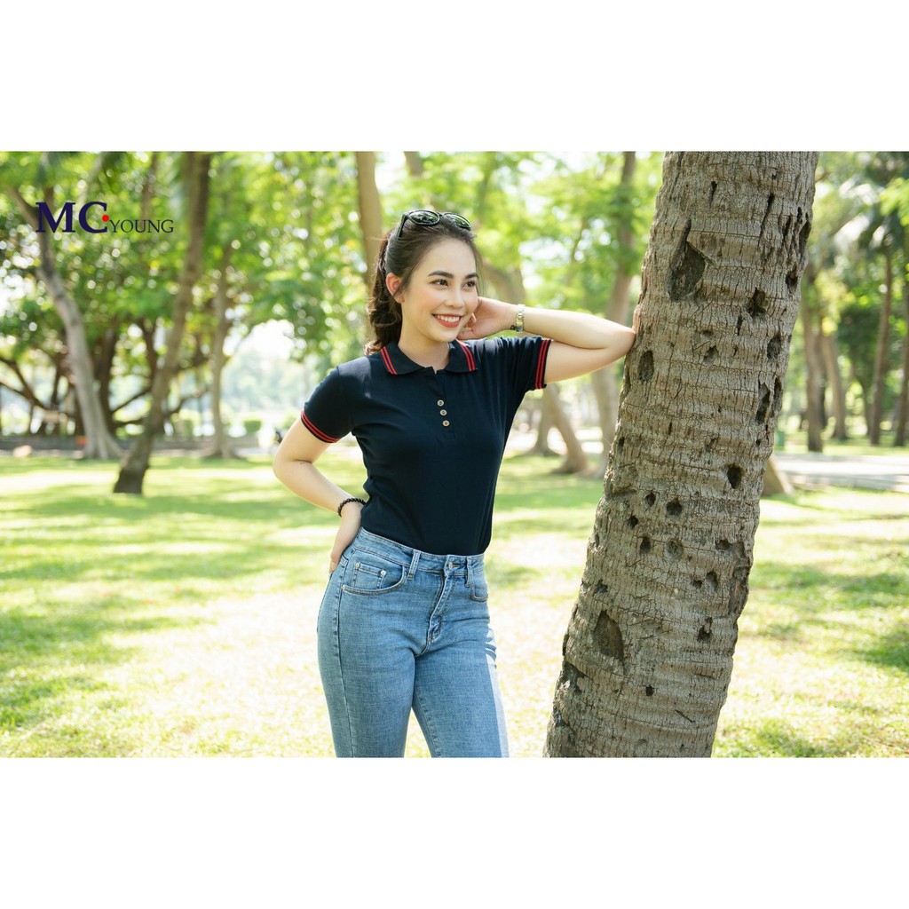 Áo Thun Nữ MC Fashion Cổ Bẻ Thoáng Mát Chất Cotton Thái Co Giãn 4 Chiều Chuẩn Form AP169