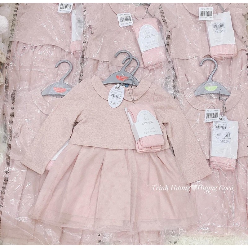 Set váy  kèm quần tất bé gái Tuclothing auth size 0-3m