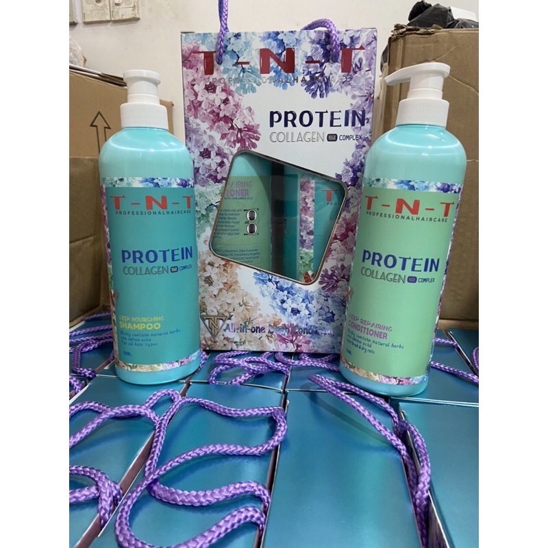 Cặp Gội Xả Protein TNT chống Rụng Phục Hồi Tóc 750ml x 2