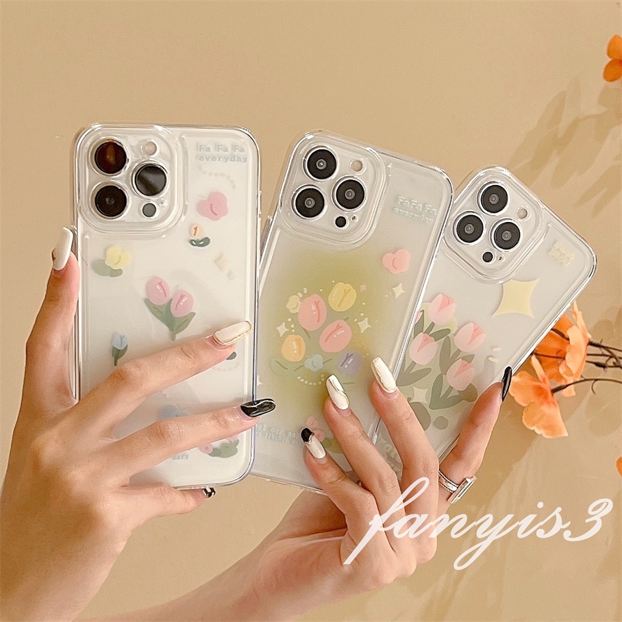 Ôp Điện Thoại tpu Dẻo Trong Suốt Họa Tiết Hoa tulip Cho iphone 15 14 13 12 11 pro max xs max xr x xs 8 7 6s 6 plus se 2020 Ốp
