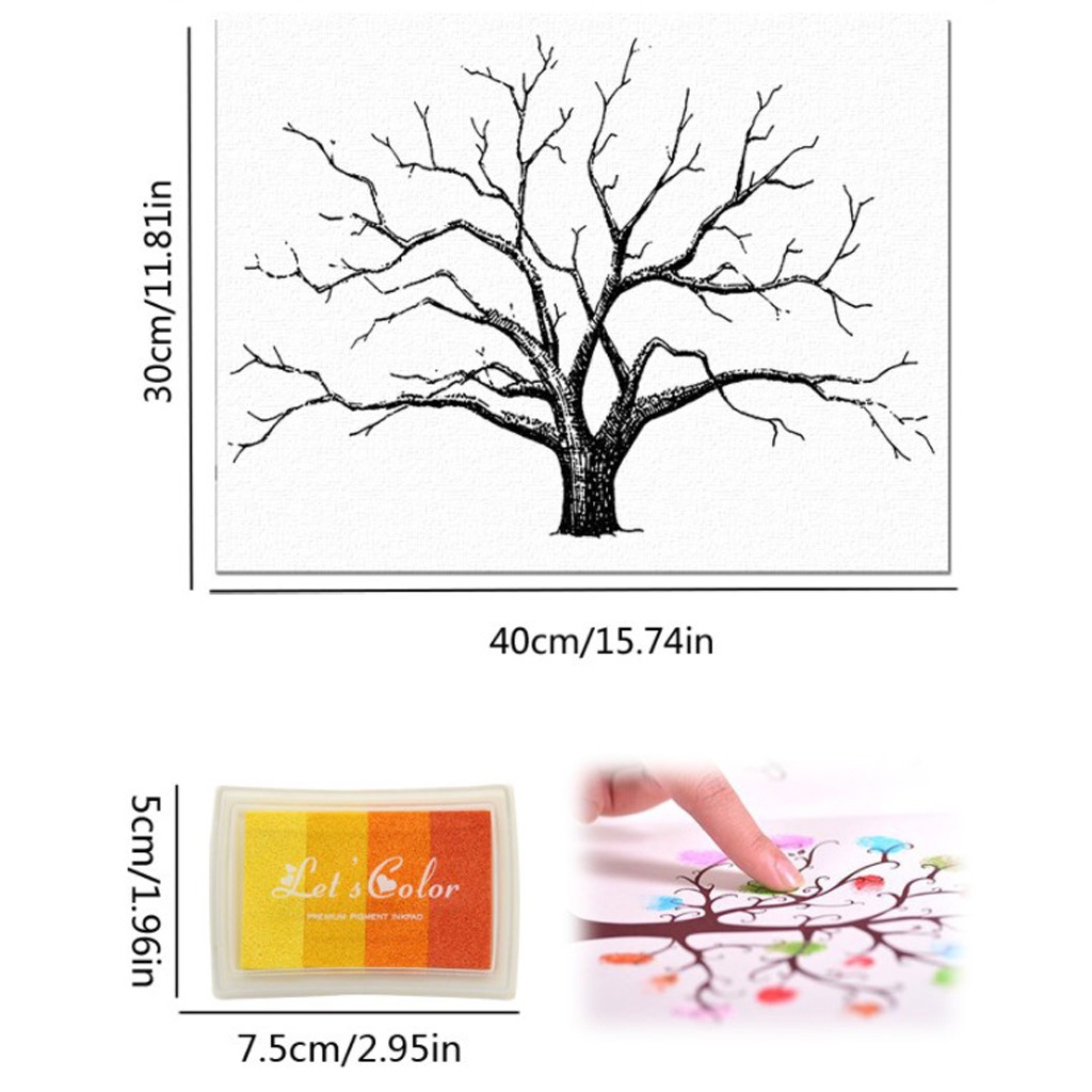 Tranh kí tên bằng dấu vân tay hình cái cây kích thước 12x16 dành cho khách dự tiệc cưới