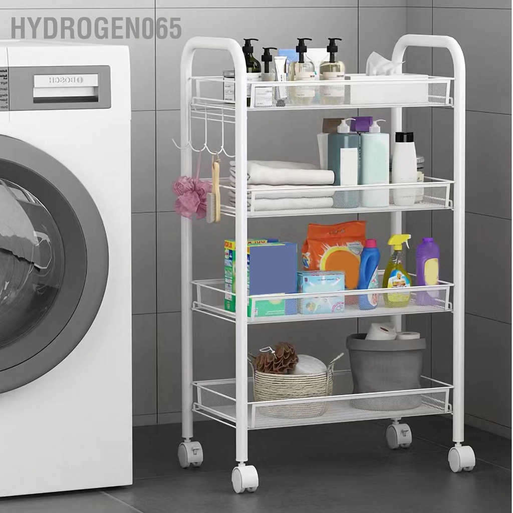 Giá để đồ bằng kim loại có bánh xe Xe đẩy tiện ích di động thép không gỉ cho nhà bếp phòng tắm rau Hydrogen065
