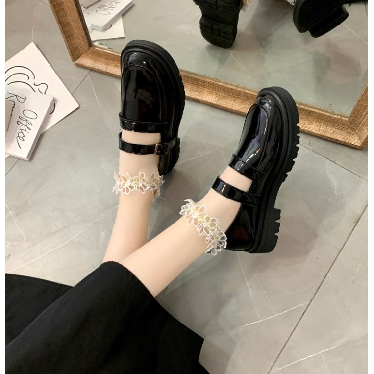 [ HÀNG SẴN ]Giày babydoll phong cách vintage với chất da lì thanh lịch loteria