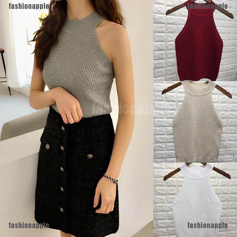 Áo Croptop Dệt Kim Sát Nách Thiết Kế Trễ Vai Quyến Rũ
