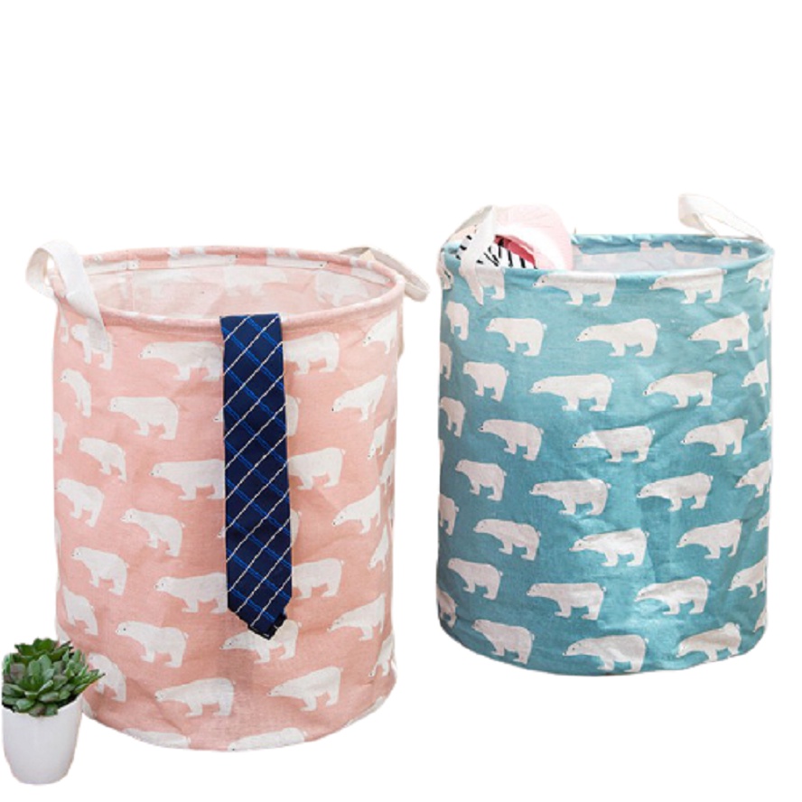 Giỏ Sọt vải canvas đa năng đựng đồ gia đình gấp gọn mẫu hoạ tiết VINTANGE MMS 101254