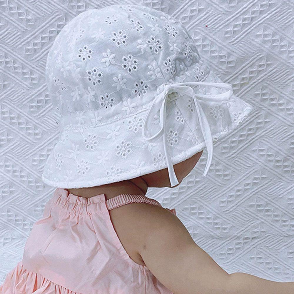 Mũ Chống Nắng Đi Biển Chống Tia UV Thắt Nơ Phối Ren Xinh Xắn Cho Bé 0-18 Tháng Tuổi