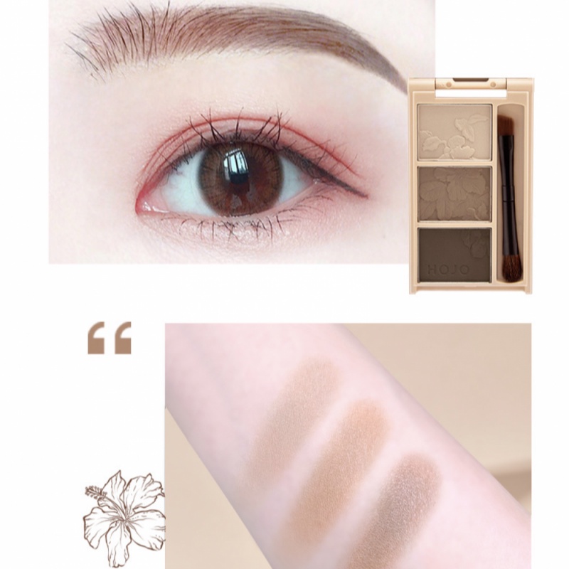 [Hàng mới về] Bảng phấn trang điểm lông mày 3 màu kèm cọ và gương HOJO tiện dụng