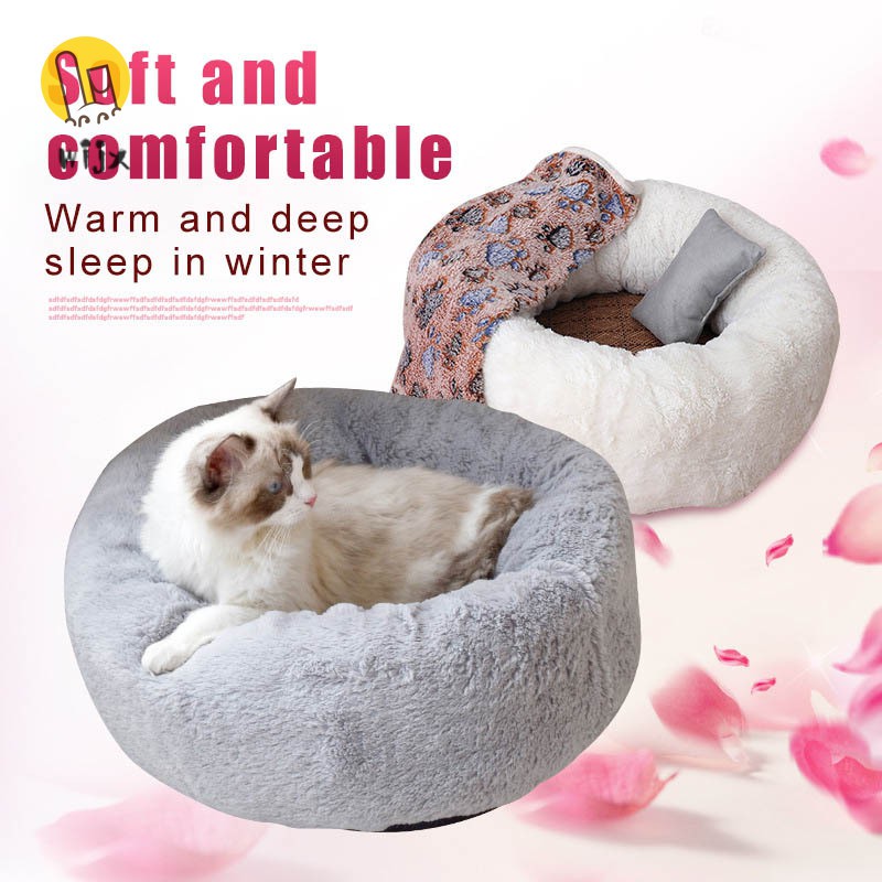 Giường ngủ kiểu nhồi bông hình tròn thời trang mùa hè cho chó và mèo
