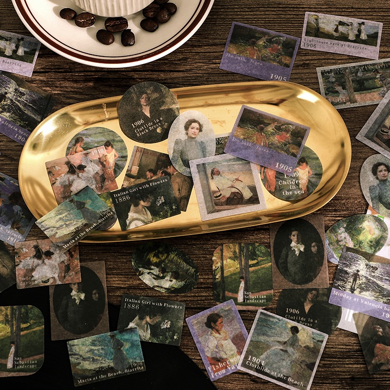 Set 40 Miếng Dán Trang Trí Sổ Tay Phong Cách Vintage