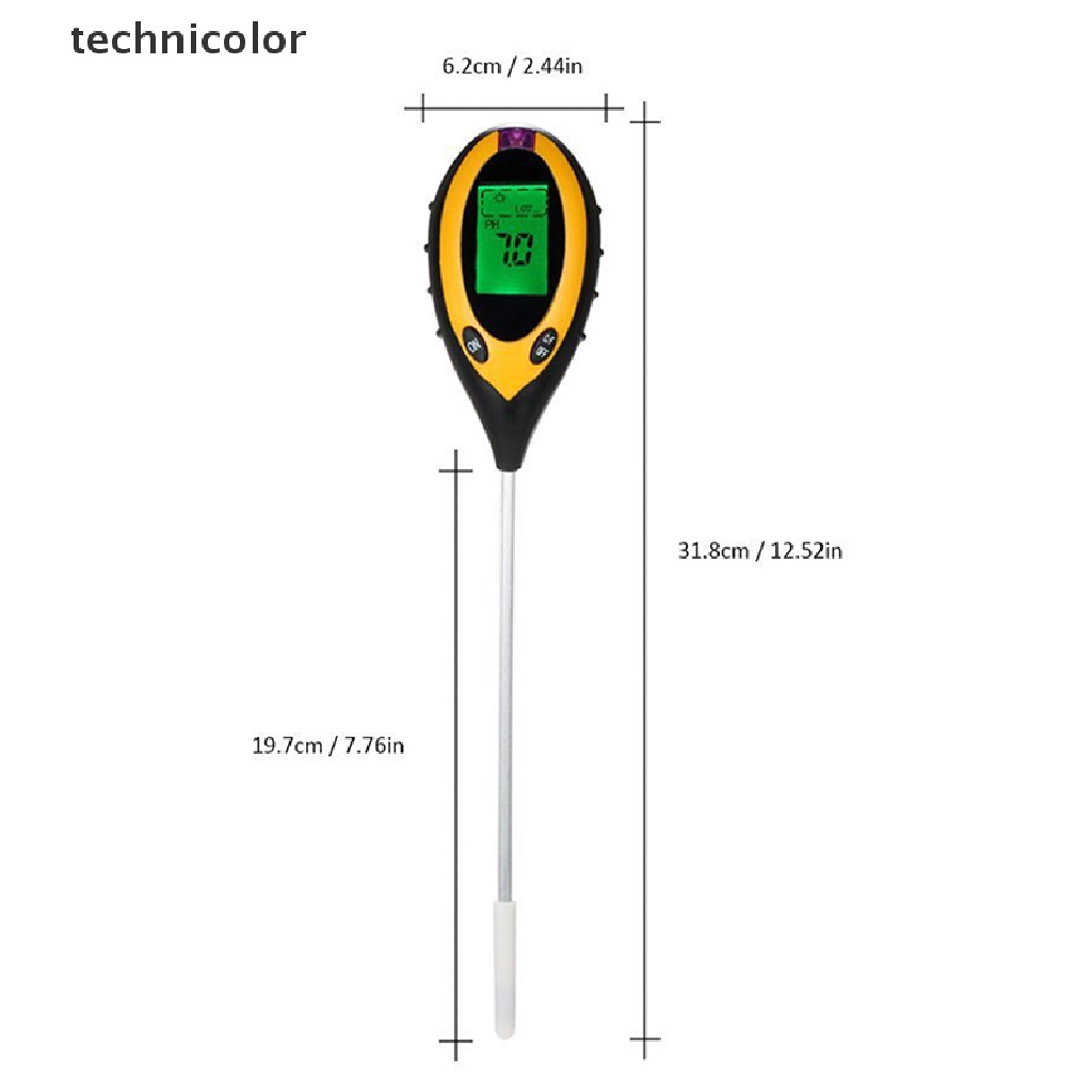 Máy đo thử nghiệm độ pH đất vườn kỹ thuật số màn hình LCD 4 trong 1