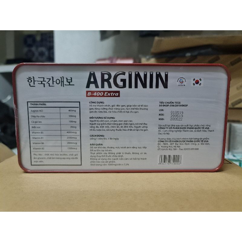 Viên bổ gan ARGININ Giúp tăng cường chức năng gan - Hộp nhôm 60 viên