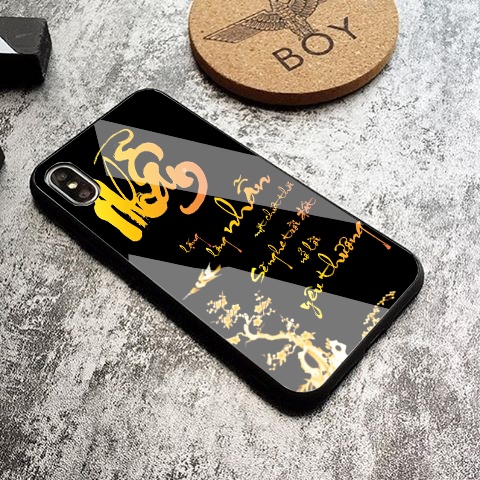 Ốp điện thoại iphone xr x xsmax 6 7 8 plus 11 12 13 promax tráng gương in chữ thư pháp Nhẫn