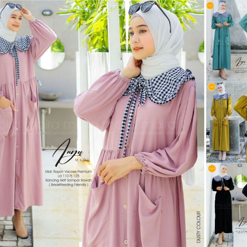 Anya Đầm Midi Midi Midi kiểu Moira Rayon Viscose cao cấp dùng làm quà tặng