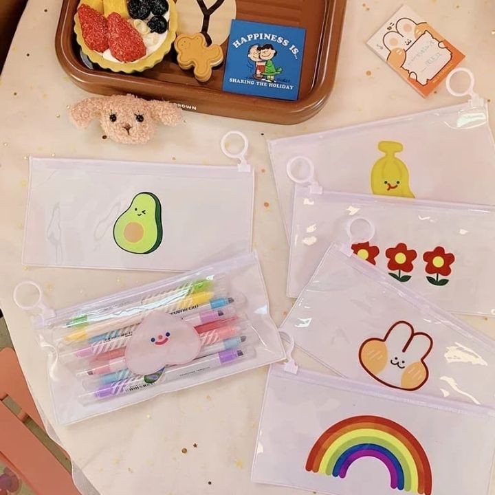 Combo 2 Túi Zip A6 Nhựa Dẻo Đựng Bút Đồ Dùng Siêu Cute Mẫu Ngẫu Nhiên