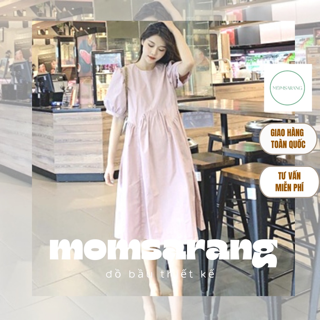 Váy bầu mùa hè Momsarang đầm bầu sang trọng phong cách công sở dáng suông chất liệu mát mẻ đủ size – H038