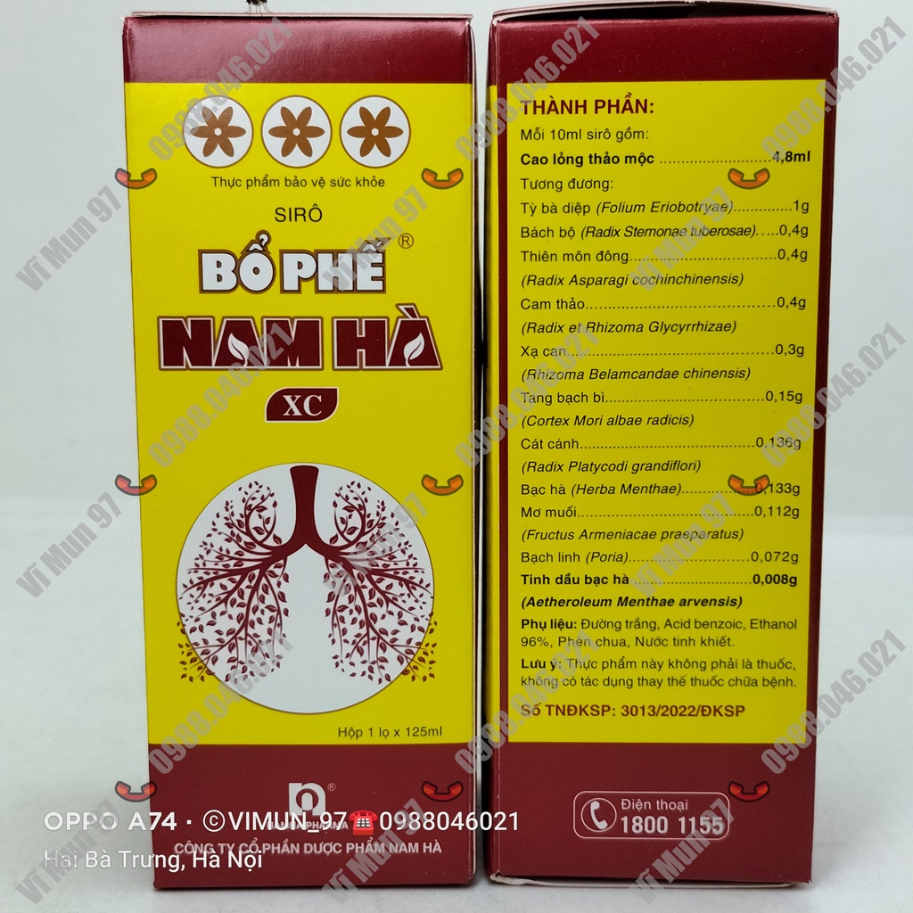 Bổ Phế Nam Hà XC - Giúp bổ phế, giảm ho, giảm đờm, giảm đau rát họng