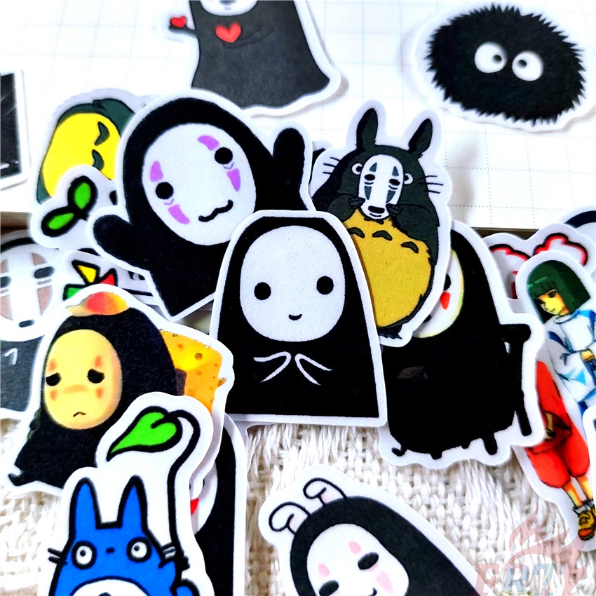 ★★★ Spirited Away. Sticker Dán Trang Trí Nhật Ký Mini Q-1 Hình Vô Diện Xinh Xắn ★★★ 48 Miếng Dán Decal Thời Trang Trang Trí Album