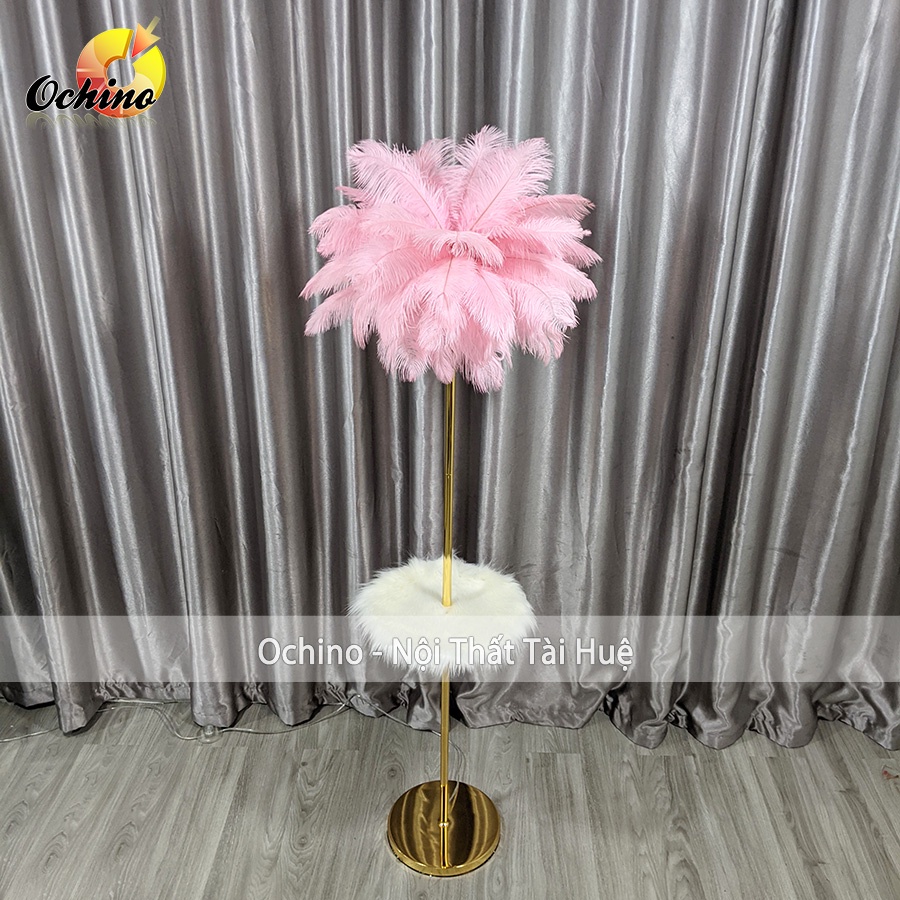 Đèn Cây Lông Vũ, Đèn Ngủ Lông Vũ Chụp Hình Và Trang Trí Phòng Ngủ 2 Tầng Khung Inox Mạ Vàng Cao Cấp (Hàng Có Sẵn)