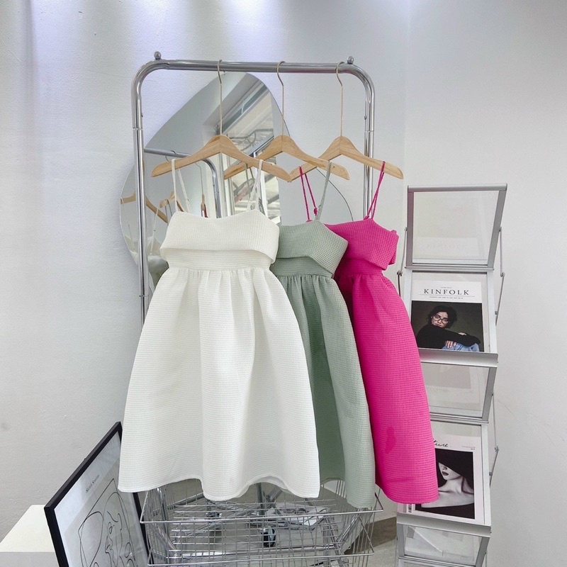 Đầm babydoll hai dây nơ lưng