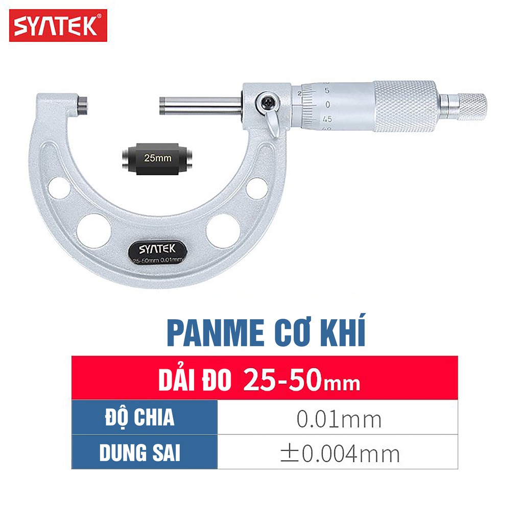 Panme cơ khí Syntek đo độ dầy dây điện, thước đo dây đồng, cỡ 0-25mm và 25-50mm thước kẹp cặp đo ngoài