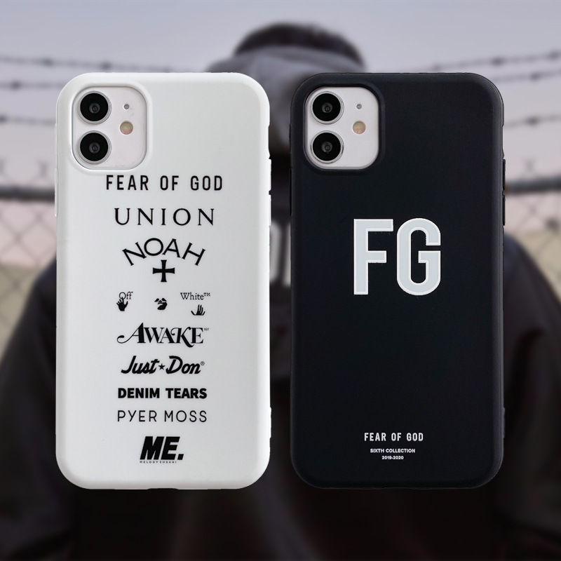 Ốp điện thoại mềm màu trắng đen in chữ Fear of God cho iPhone 7/8 Plus/X/XS/XR/XS MAX/11/11 PRO/11 Pro MAX/SE2/12