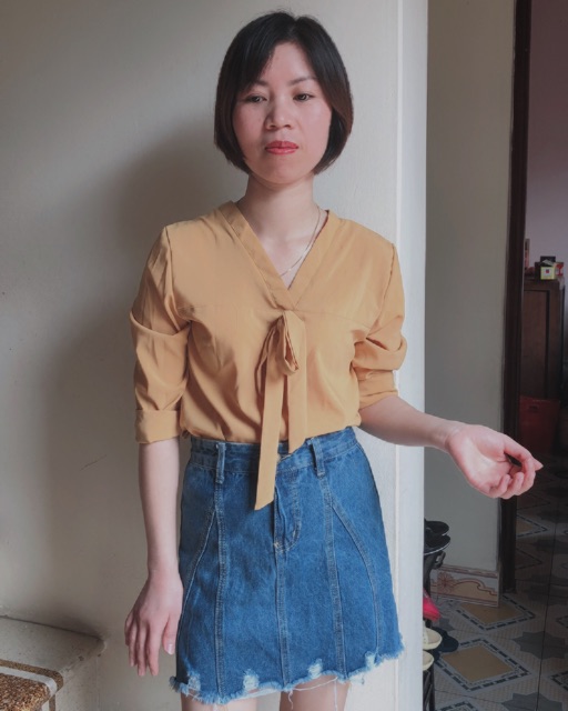 Áo công sở cổ nơ