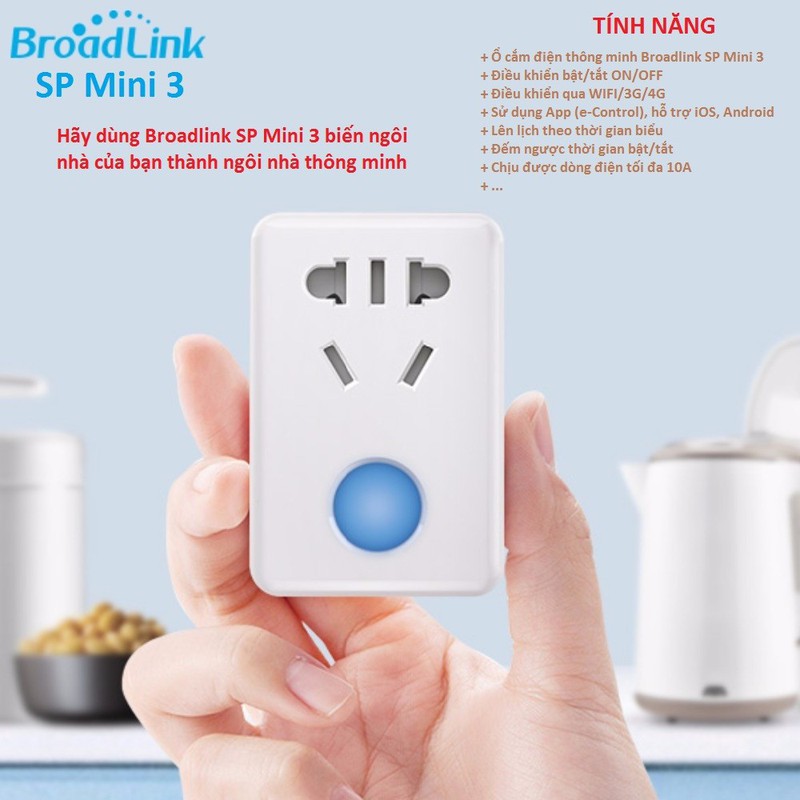 Ổ cắm điện thông minh Broadlink-SP Mini 3, điều khiển từ xa qua WIFI, 3G, 4G