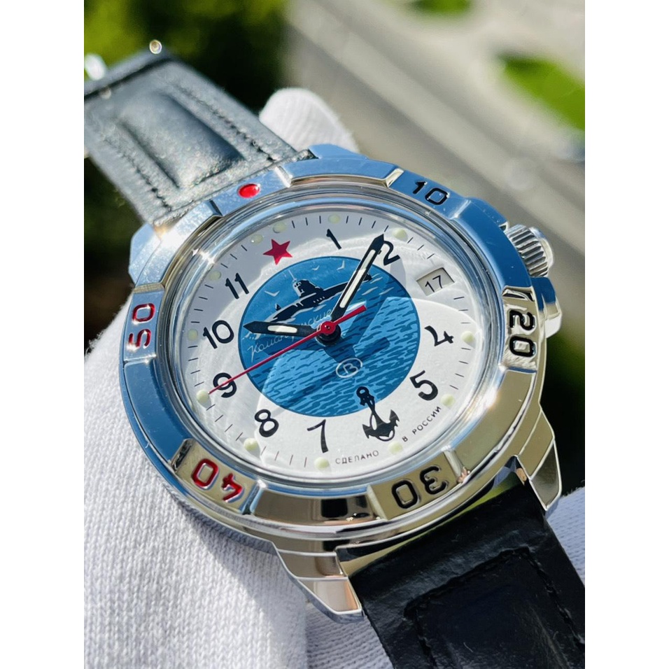 Đồng hồ Nga Vostok Komandirskie 431055. Đồng hồ nam Vostok máy cơ lên giây, size mặt 40, size dây 18. chống nước 3 atm