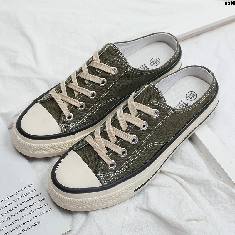 Giày lười vải Canvas không gót phong cách hàn quốc cá tính 41 1970s45202040..Dép bít mũi Plus Size thời trang mùa hè cho nam | BigBuy360 - bigbuy360.vn