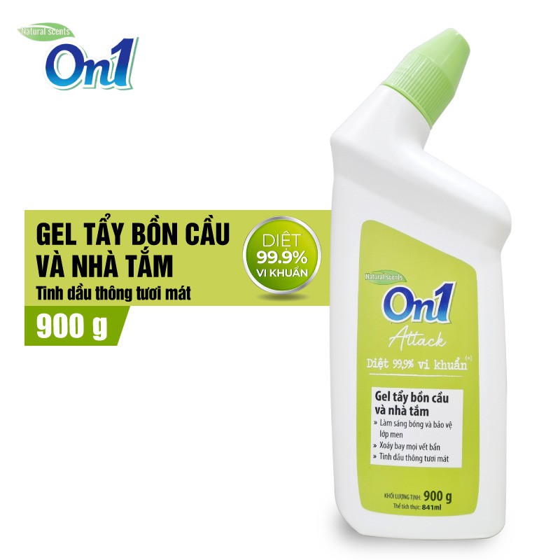 Gel tẩy vệ sinh bồn cầu và nhà tắm On1 Attack dung tích 900G - Diệt 99,9% Vi Khuẩn