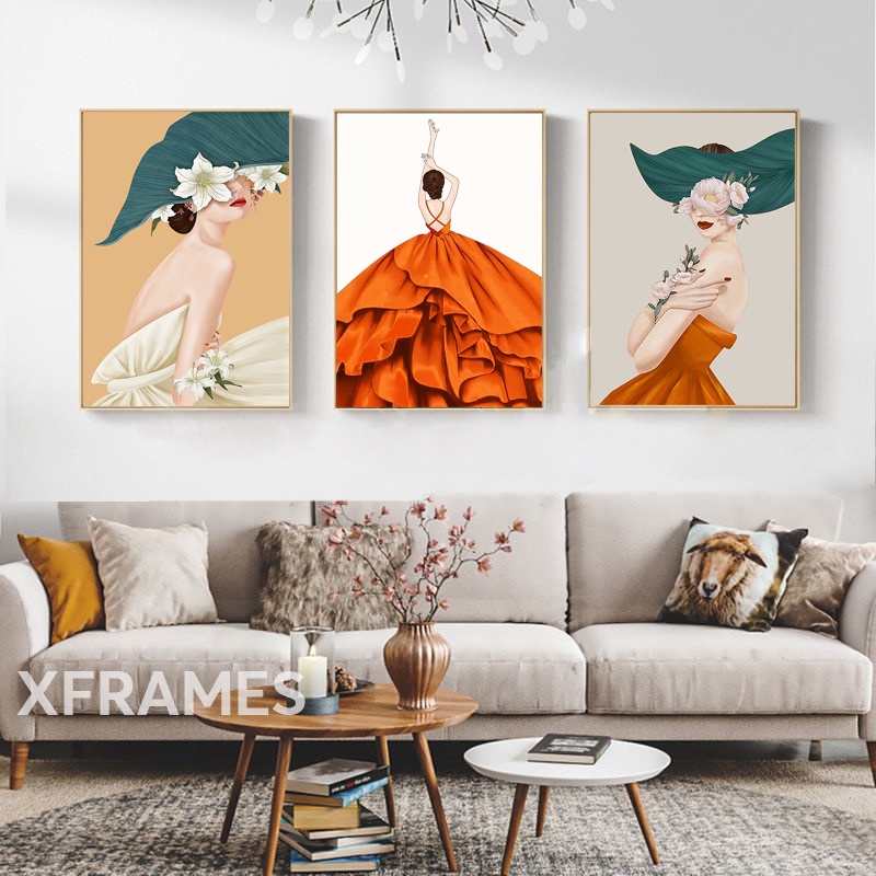 Tranh cô gái treo tường chất liệu canvas viền khung tinh tế