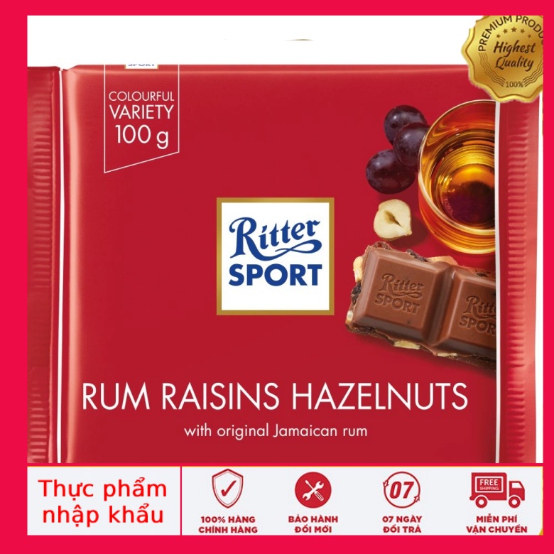 Socola Ritter Sport Rum Raisins Hazelnuts 100g Date 27/6/2022