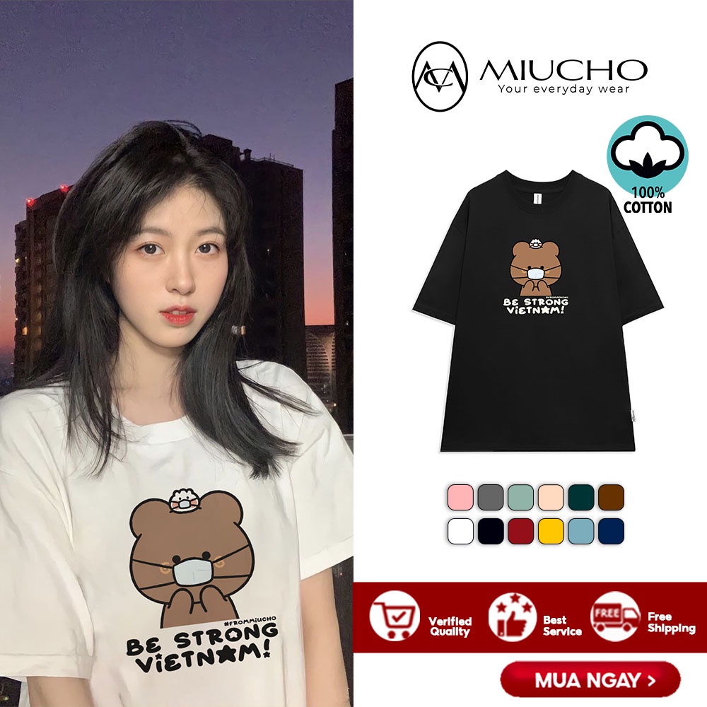 Áo phông nữ form rộng tay lỡ unisex đẹp, áo thun nữ form rộng tay lỡ unisex cotton hàn quốc AT092 Miucho in hình