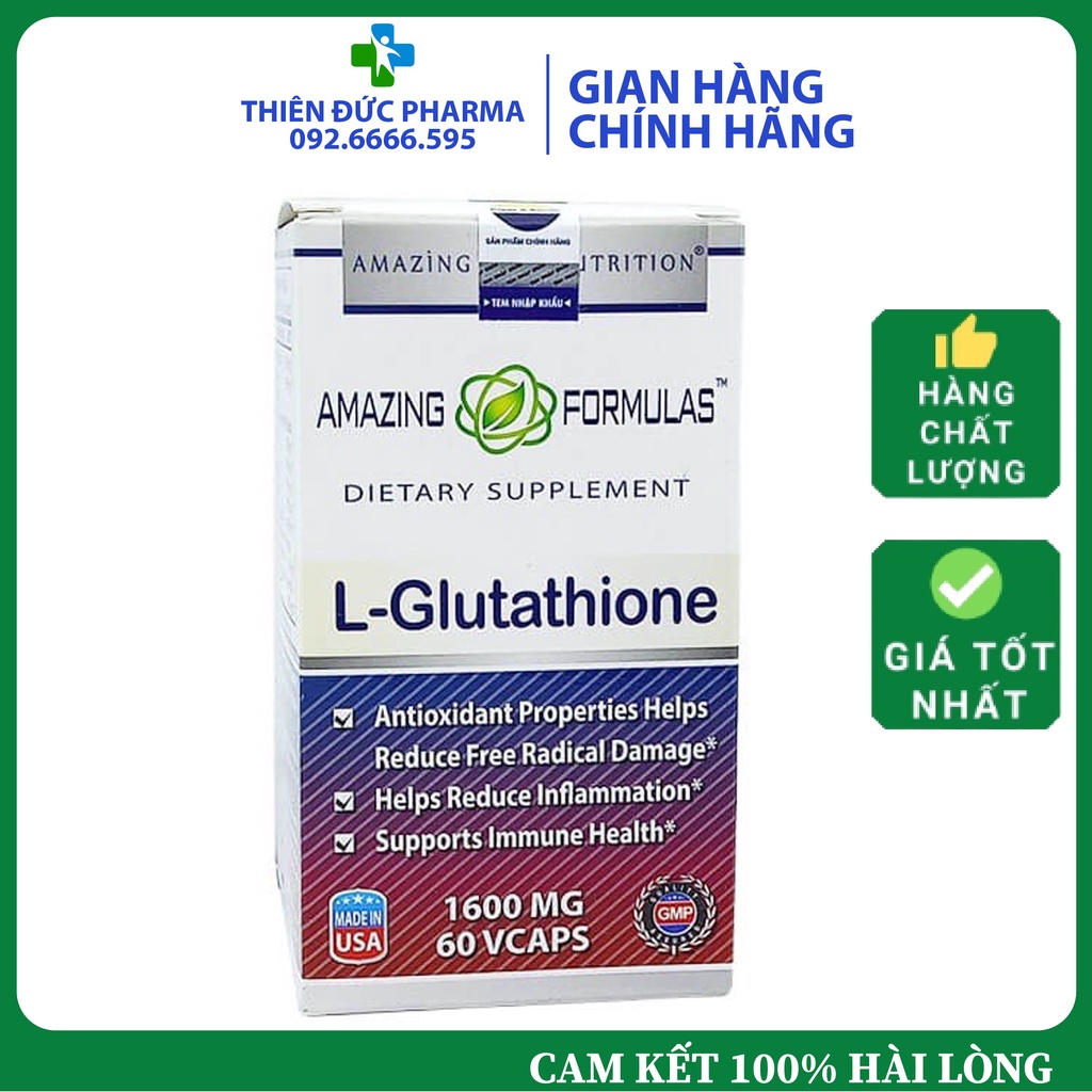 L-Glutathione 1600mg Viên Uống Trắng Da, giảm nám, tàn nhang, da khô, da chảy xệ, làm mờ sẹo