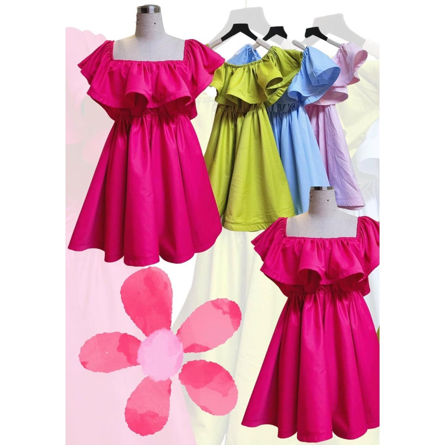 Đầm xoè bẹt vai bèo 4 màu hạ trễ hở sexy lưng ulzzang