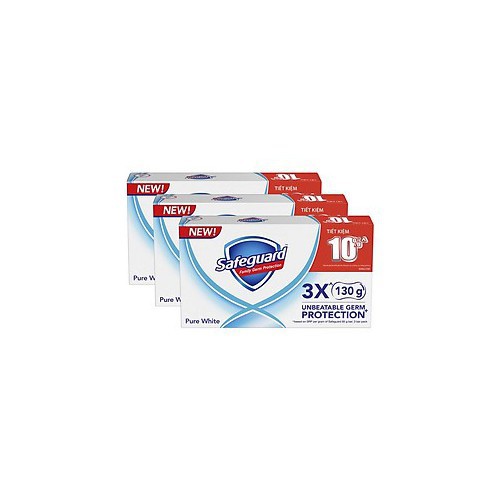 Combo 3 Xà Bông Tắm Diệt Khuẩn Safeguard Trắng 130g