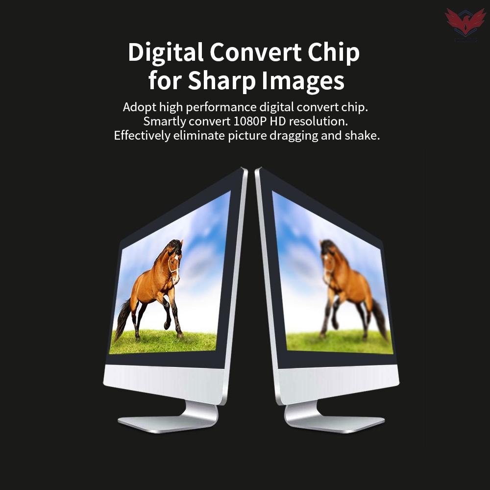 Fir AV to VGA Adapter 1080P HD Mini VGA Converter ABS Shell Video Converter for STB/Computer (White)