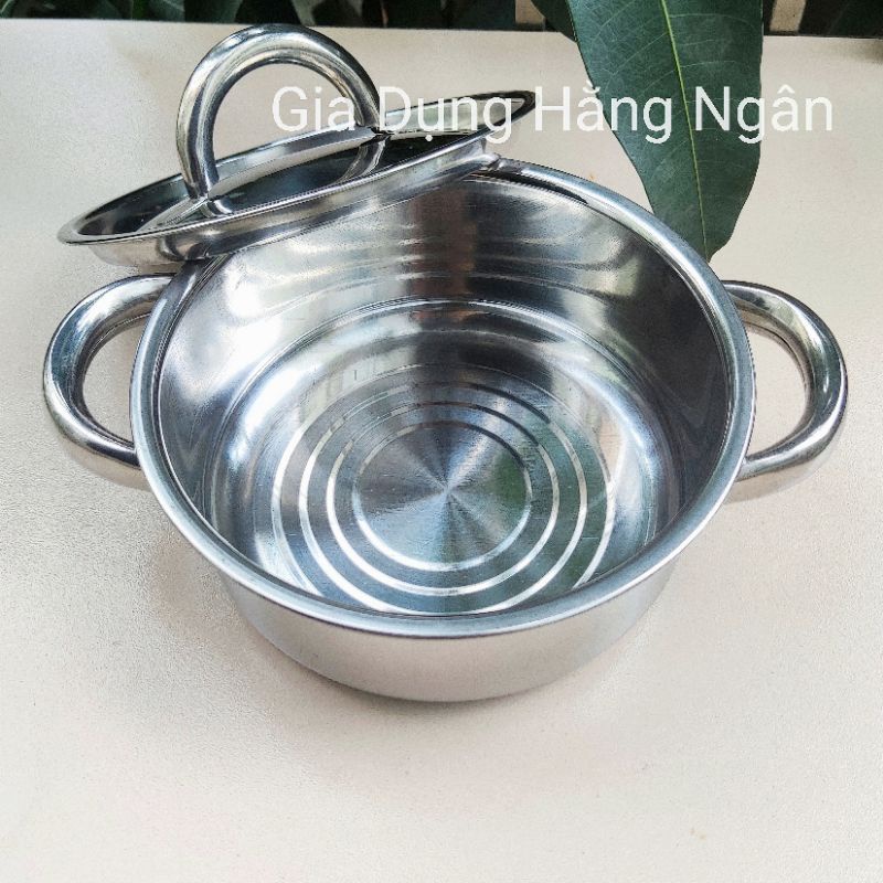 Xoong / Nồi inox 16cm dày - Nồi dùng bếp từ, bếp ga